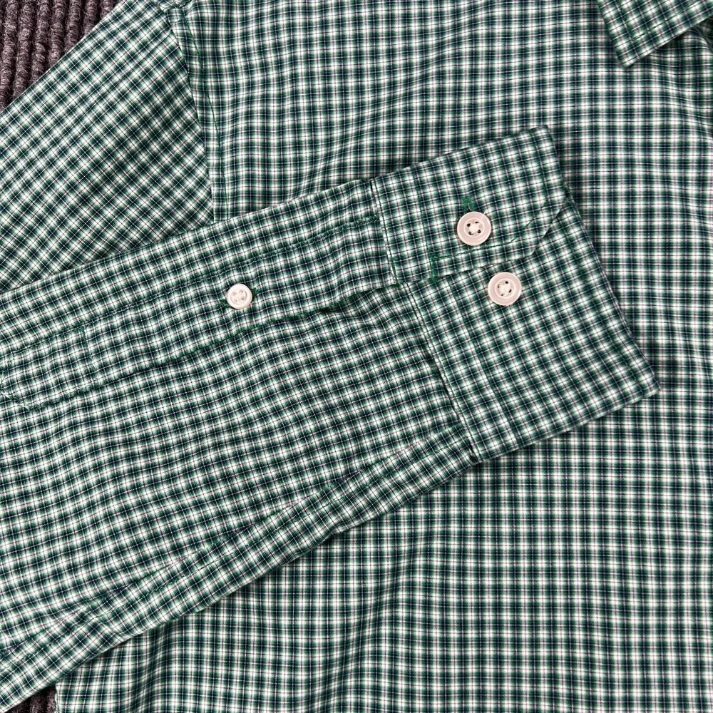 Banana Republic Shirt Mens Medium Green Check Long Sleeve Button Up Slim Flex